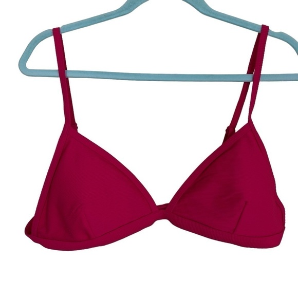 NWT J. Crew Ribbed Triangle Bikini Top Wild Hibiscus Pink Sz XXL - Picture 2 of 14